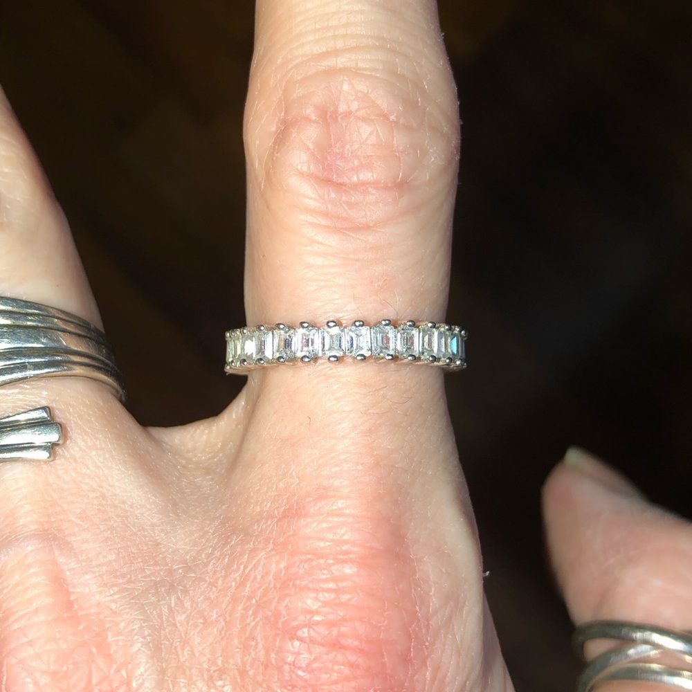 Sterling Silver CZ Baguette Stone Cut Ring